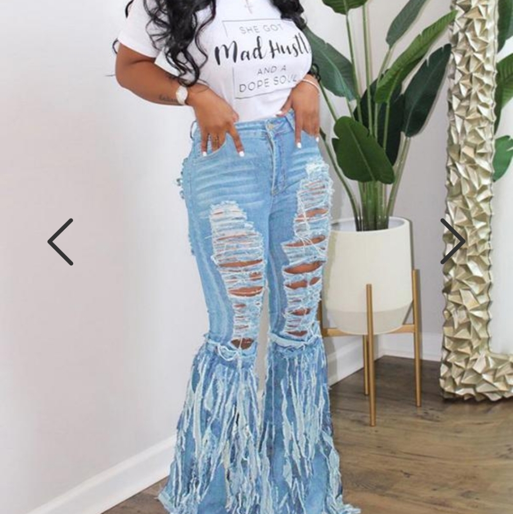 HP 🎉New Trendy fringed distress jeans - Picture 4 of 5